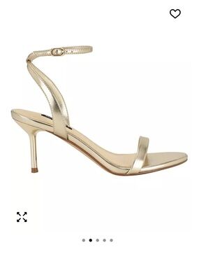 Nine West Metallic Gold Ankle-Strap Stiletto Sandals